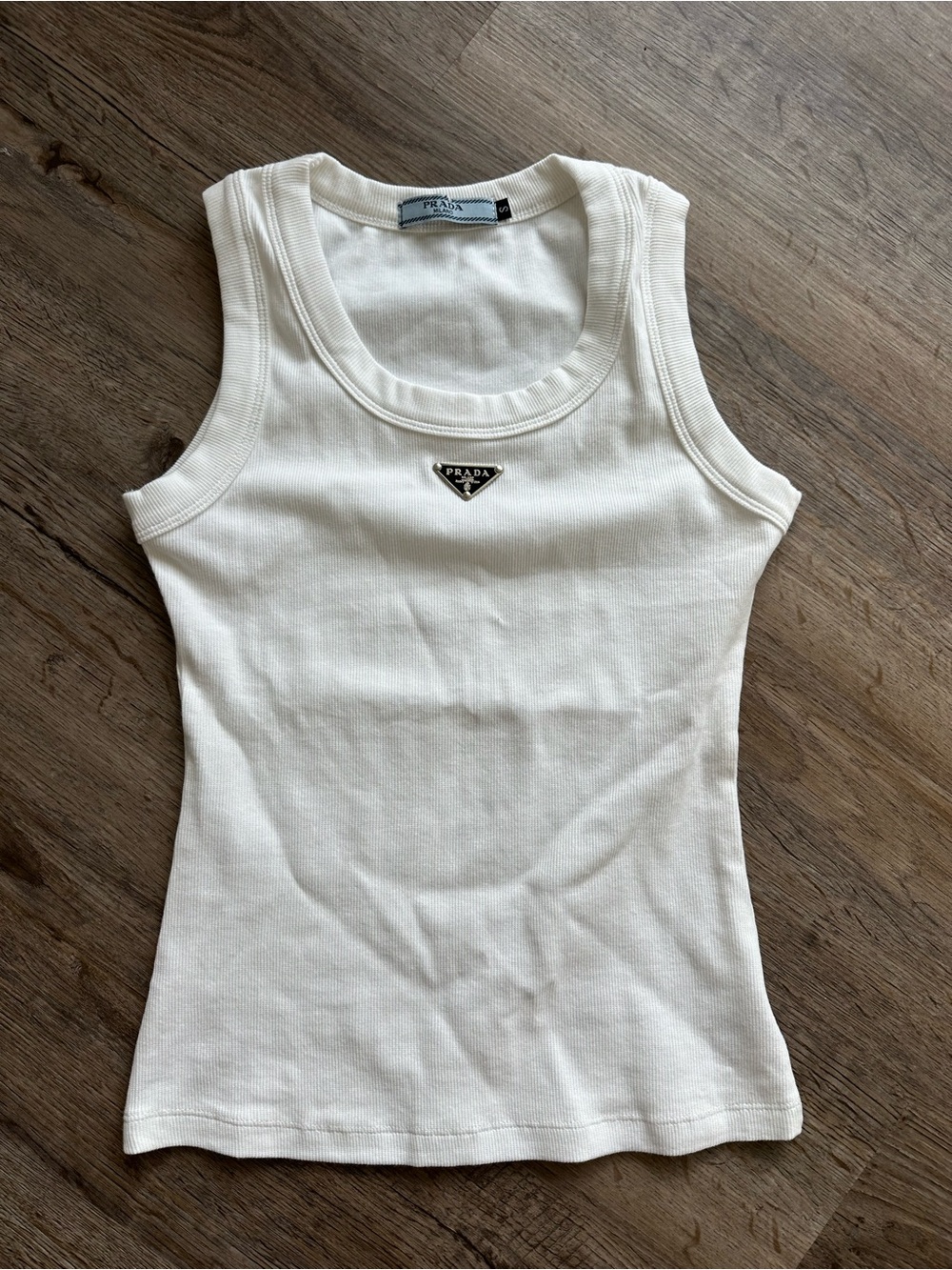 Prada White Tank Top with Triangle Logo